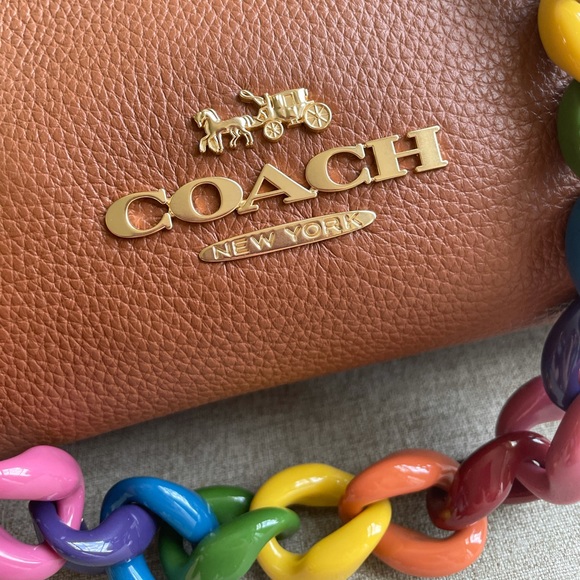 ‼️last 2‼️NWT！COACH Charlotte Shoulder Bag （CP097） With colorful shoulder strap - Picture 4 of 7